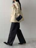 Curved Semi-Wide Cotton Pants