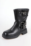 vegan middle buckle boots