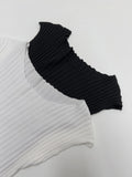 Ribbed Cap Sleeve Knit T-Shirt