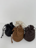 Leather Pleats Shoulder Bucket Bag