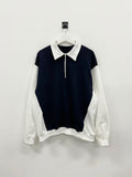 Peach color matching collar zip-up sweatshirt