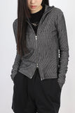 Two-tone high neck two-way zip-up