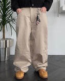 Cotton stitch wide work pants
