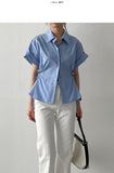 [short-sleeve ver] Ribbon Poplin Loose Fit Shirt