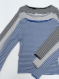 Punching Stripe Boat Neck T-Shirt