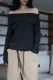 Stripe Shoulder Open Tee