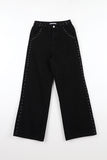 Stud line black denim