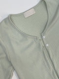 Two-button slit ribbed cardigan T-shirt