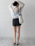 Organza Raglan See-through Blouson Jumper