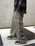 Diagonal Zipper Nylon Cargo Pants