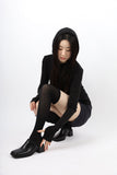 Finger slim hooded top