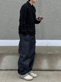 High waist pocket straight fit raw denim pt