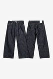 Indigo embossed denim pants