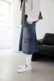 Work Cargo Denim Skirt