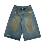 Grease Damage Bermuda Denim