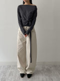 Boat Neck Shirring Wrap T-Shirt