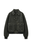 VINTAGE WASHED FUR LEATHER JACKET