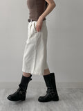 [Belt SET] Claw Pintuck Bermuda Denim Pants