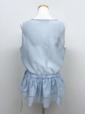 Tencel See-through Frill Sleeveless Blouse