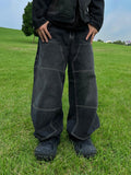 Double knee stitch vintage black denim