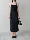 Lara Tweed Belted H-Line Long Skirt