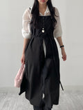 Dot Deep Slit Layered Bustier Long One Piece