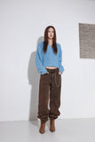 wide brown washing denim