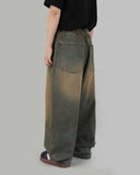 Glossy coated wide jeans