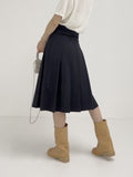 Nylon Pleated Midi Skirt