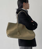 Powder Leather Big Shoulder Bag