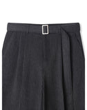 Striped wool wide slacks