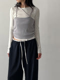 Color Matching Stripe Banding Wide Pants