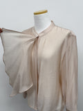 Ruffle Tencel See-through Blouse