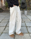 Aura one-tuck cotton brushed wide pants