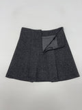 Wool pin tuck A-line mini skirt