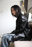 Glossy Cracked Leather Jacket