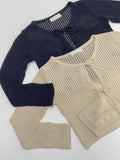 Ribbon Crochet Punching Knit Cardigan