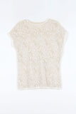 Rib lace knit top