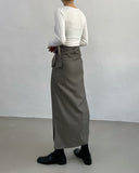 Silky Twist Wrap Long Skirt