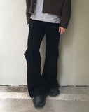 Bones black embo flare denim pants