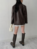 [unisex] Crack Single Leather Over Fit Jacket