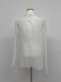 [Tie Set] See-through High Neck Overfit Blouse