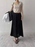 Wrinkle Flare Long Skirt