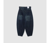 Round denim pants