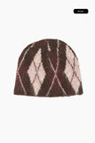 Argyle feather short beanie