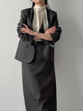 [Setup Available/Three-Piece] Bird No-Collared Loose-Fit Jacket
