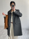 [Merino wool 90%] Stitched collar half coat