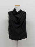 Glossy Drape Sleeveless Blouse
