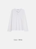 Waffle Henley neck long sleeve