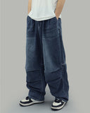 Grayish pin tuck denim pants